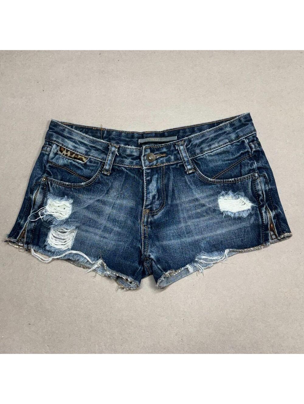 Vintage Y2K Low Rise Denim Micro Shorts Faded